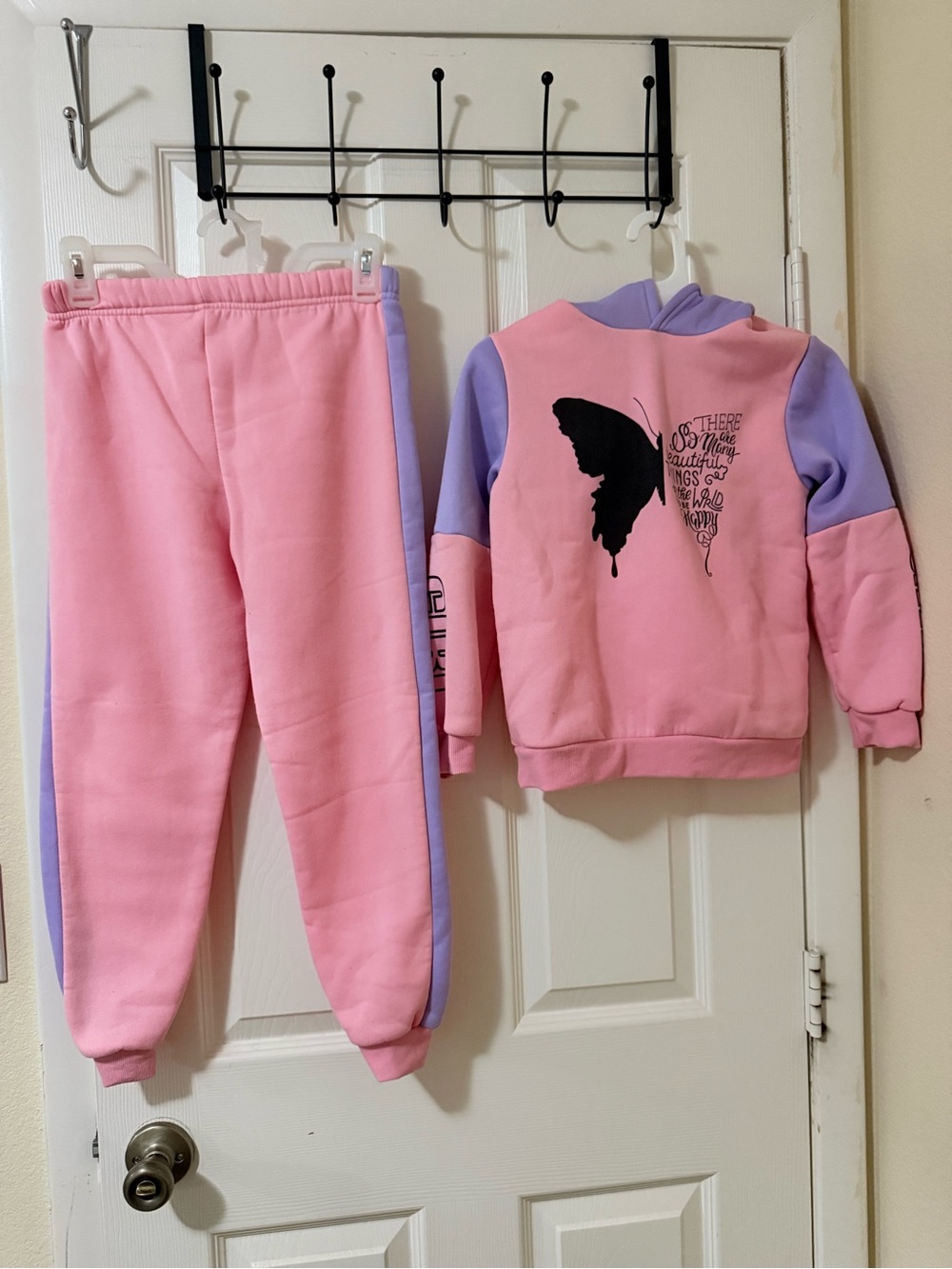 Girls' Pink & Lavender Butterfly Hoodie and Joggers Set